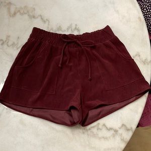 Impeccable Pig Wine-colored soft, suede-ish shorts
